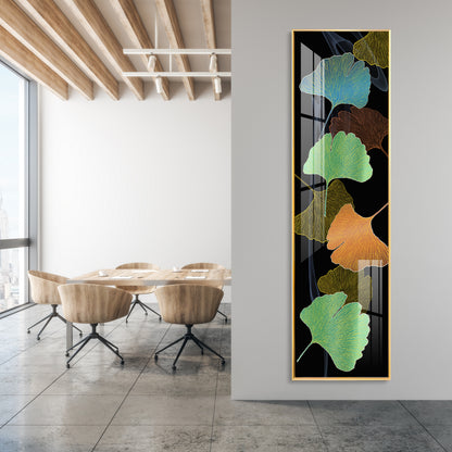 Colourful Ginkgo Biloba Leaves Premium Acrylic Vertical Wall Art