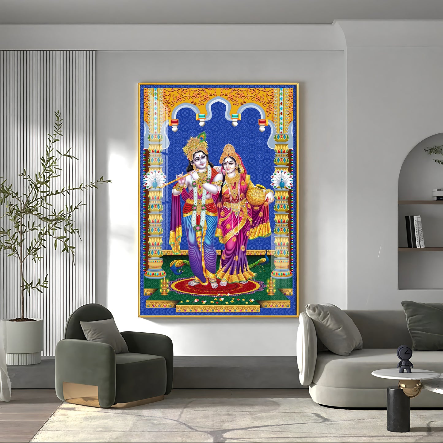 Radha and Krishna Essence Premium Acrylic Vertical Wall Art