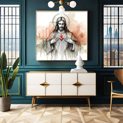 Sketch Spirit of Jesus Premium Acrylic Square Wall Art