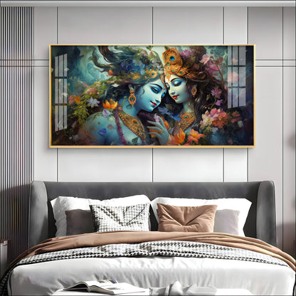 Mystical Love Of Radha Krishna Premium Acrylic Horizontal Wall Art