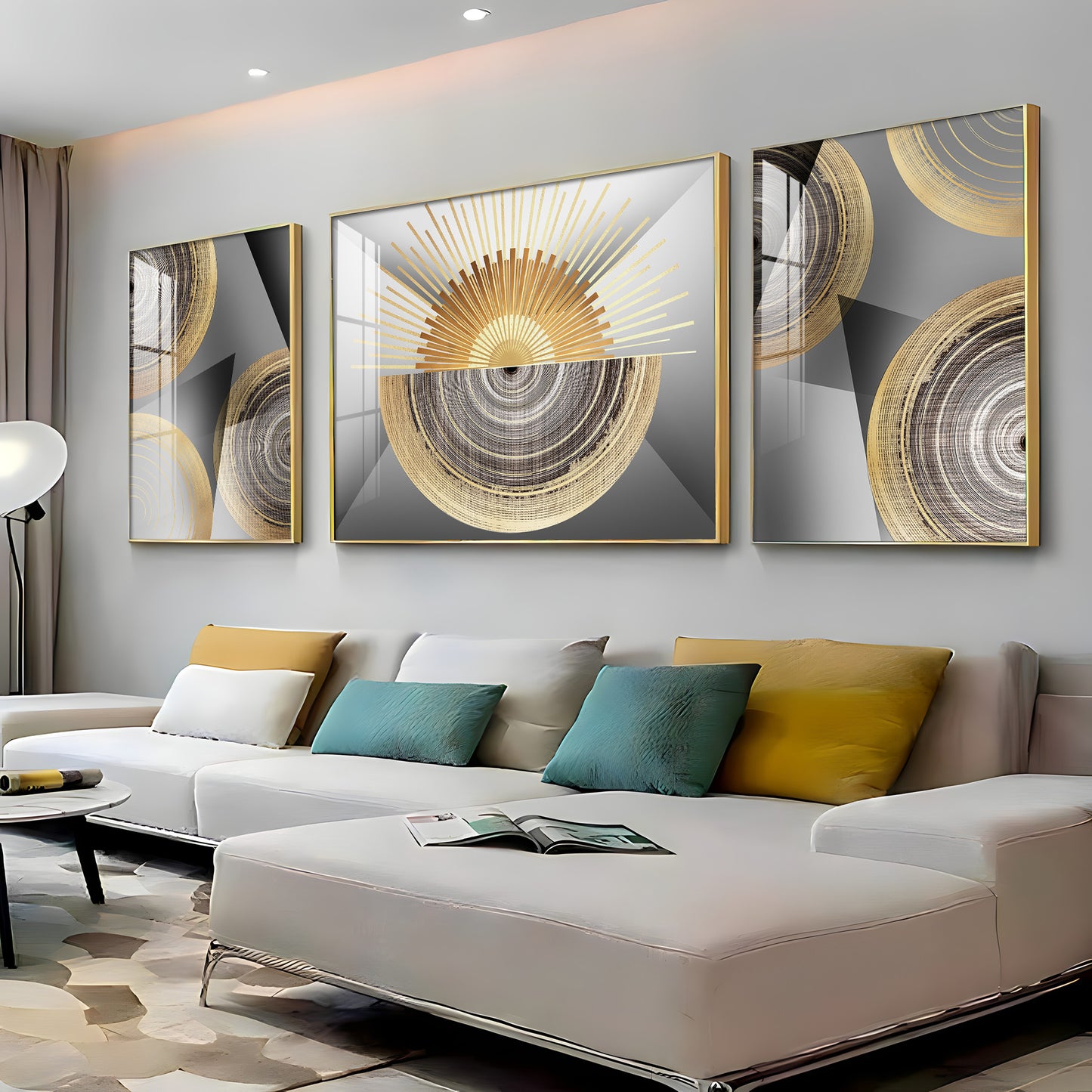 Gold Pearl Ring Premium Acrylic Wall Art (Set of 3)