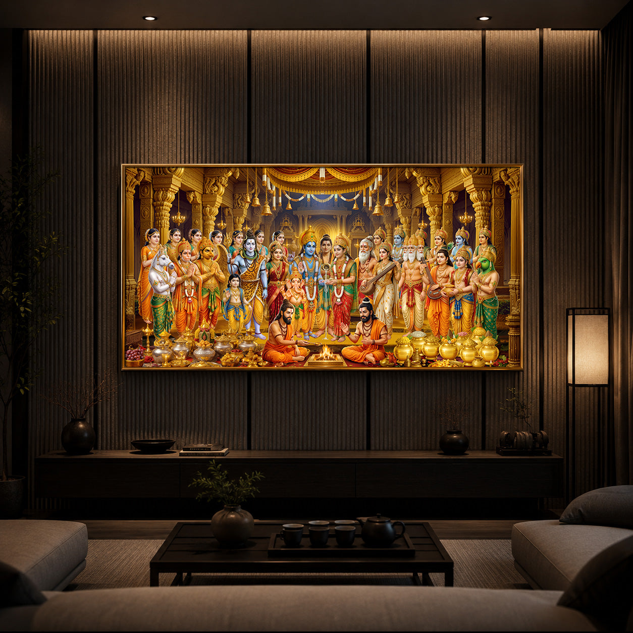 Srinivasa Kalyanam Modern Luxury Backlight Horizontal Wall Art