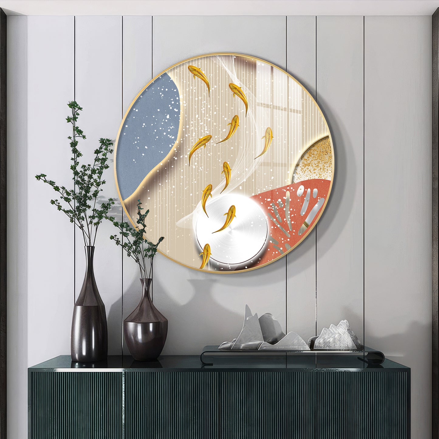 Aqua Whirl Premium Acrylic Round Wall Art