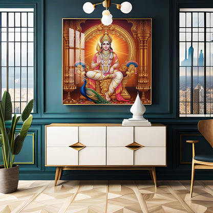 Lord Murugan and His Blessings Premium Acrylic Square Wall Art