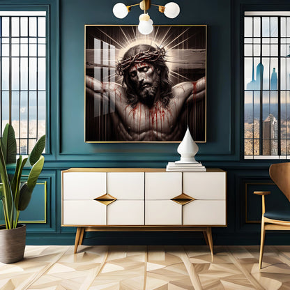 Jesus Crucified Premium Acrylic Square Wall Art