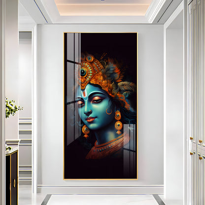 Lord Shree Krishna Premium Acrylic Vertical Wall Art