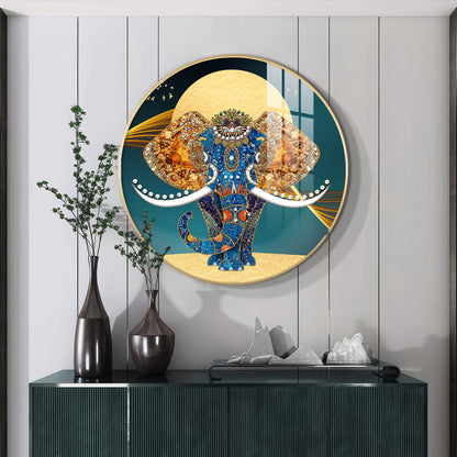 Elephant Mural Premium Acrylic Round Wall Art