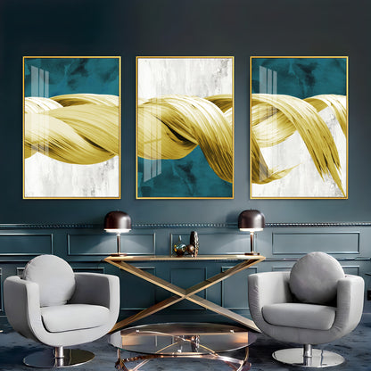 Golden Knot Premium Acrylic Wall Art (Set of 3)