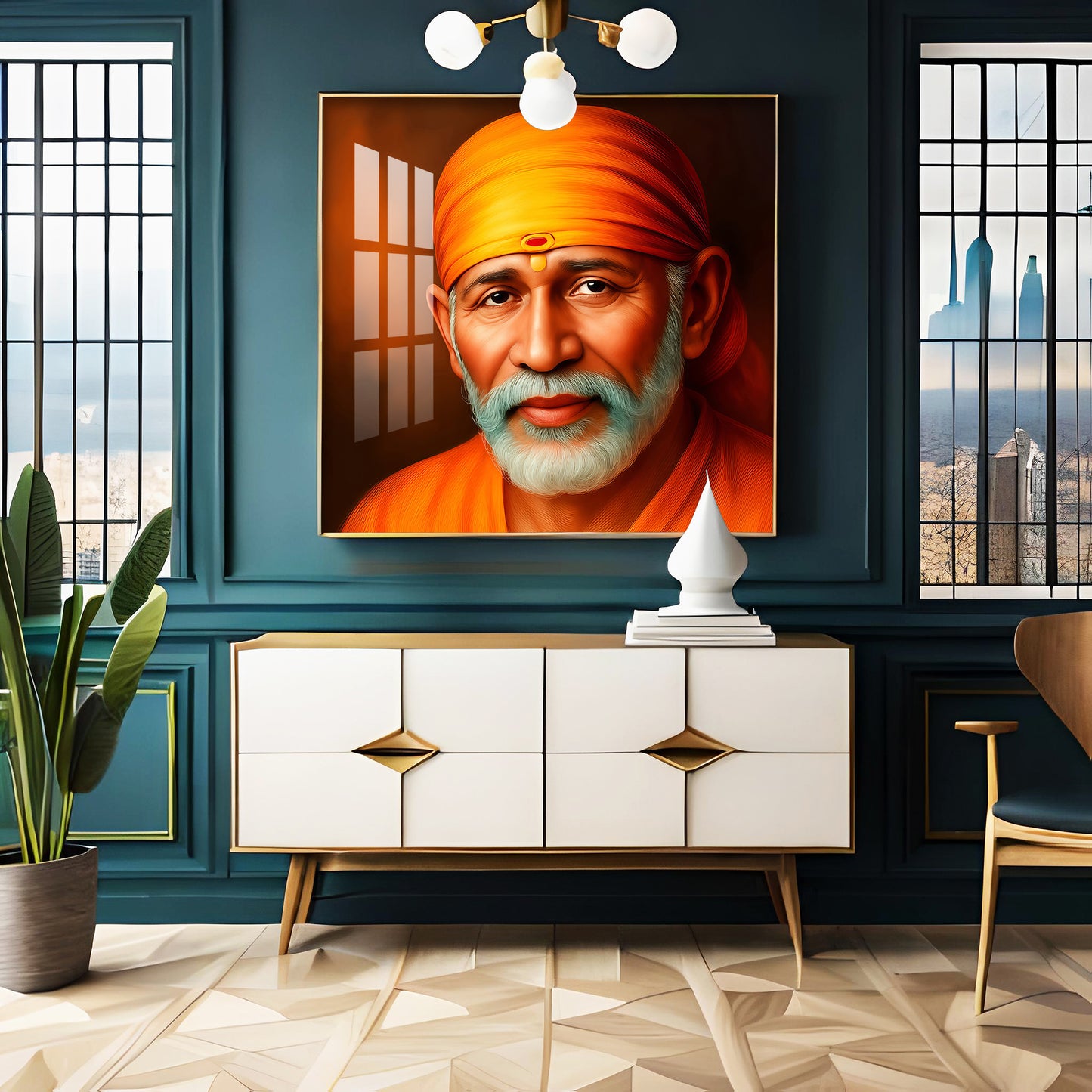 Shridi Sai Baba Premium Acrylic Square Wall Art