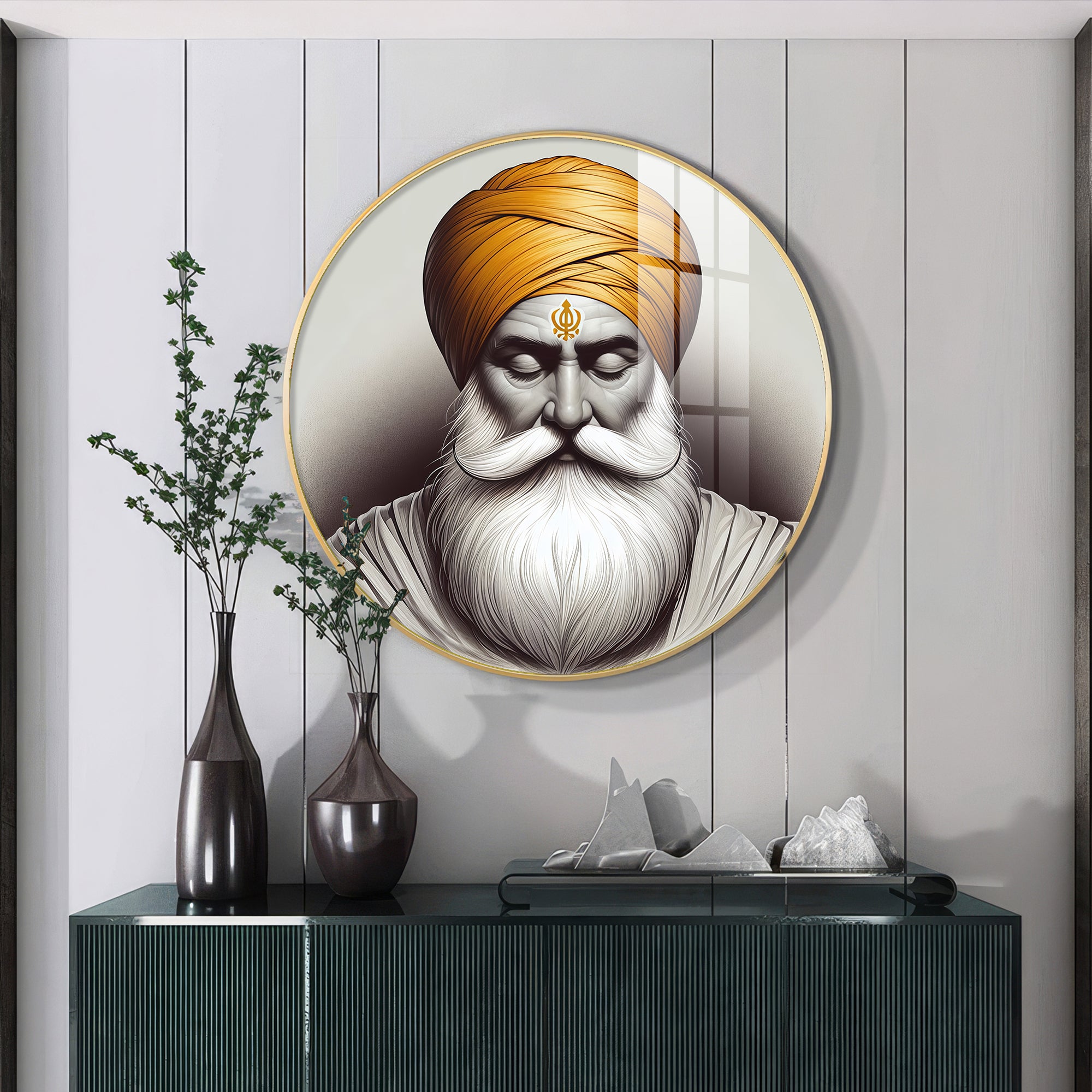 Guru Nanak Dev Ji Premium Acrylic Round Wall Art