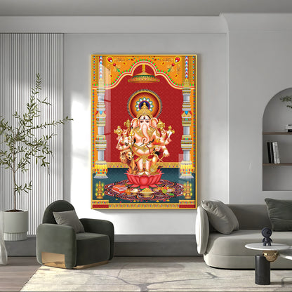Lord Ganesh Blessings Premium Acrylic Vertical Wall Art