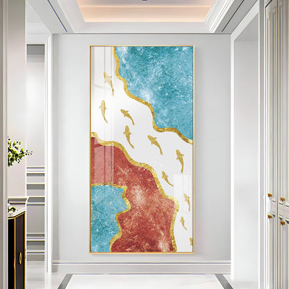 Group of Golden Koi Fishes Luxury Crystal Wall Art