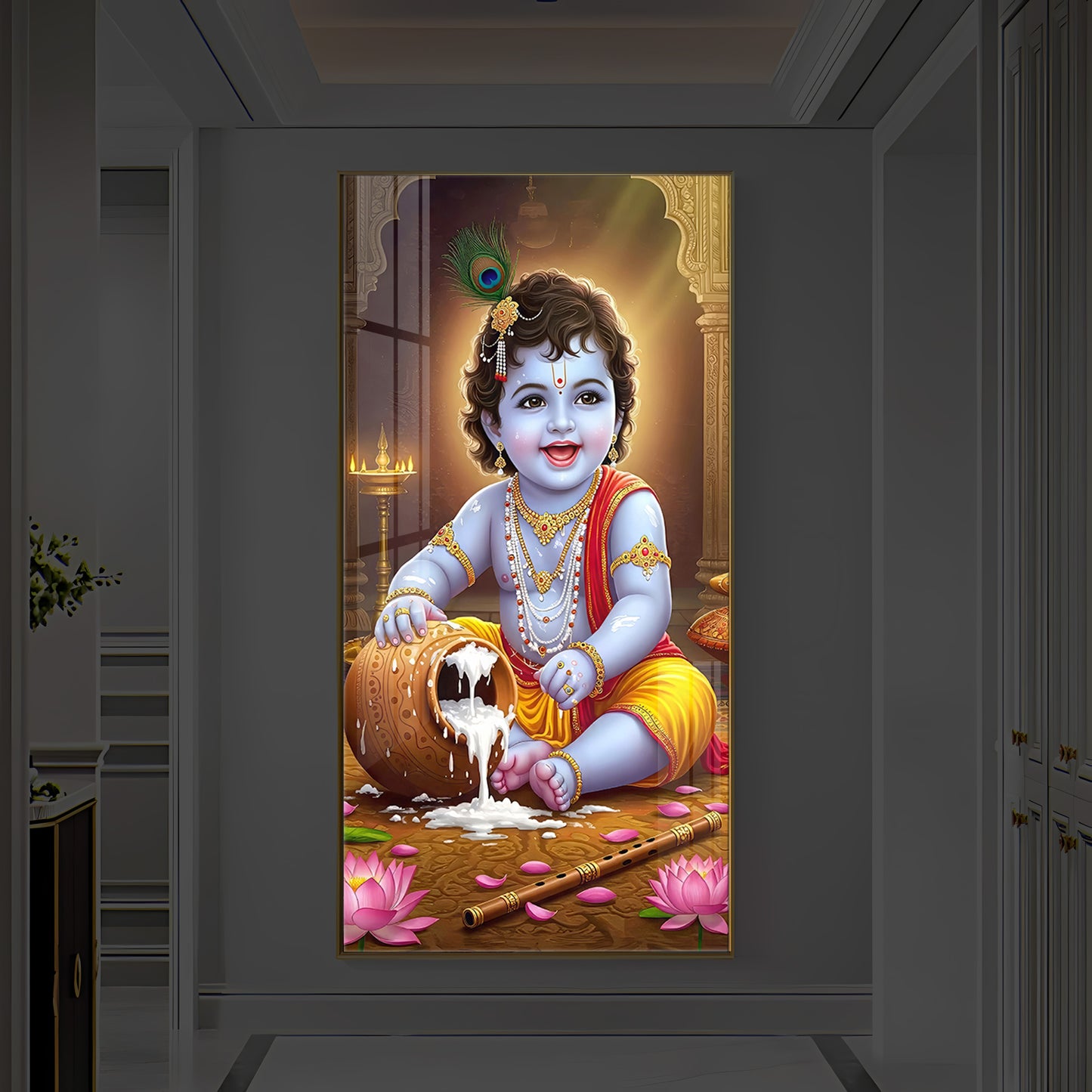 Bal Krishna Modern Luxury Backlight Vertical Wall Art
