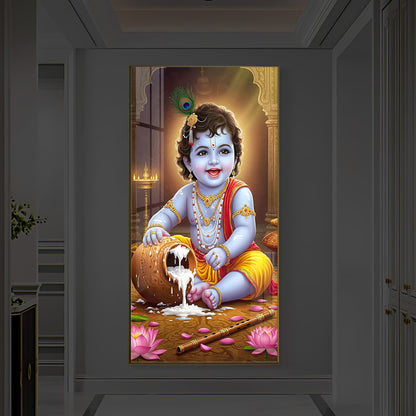 Bal Krishna Modern Luxury Backlight Vertical Wall Art