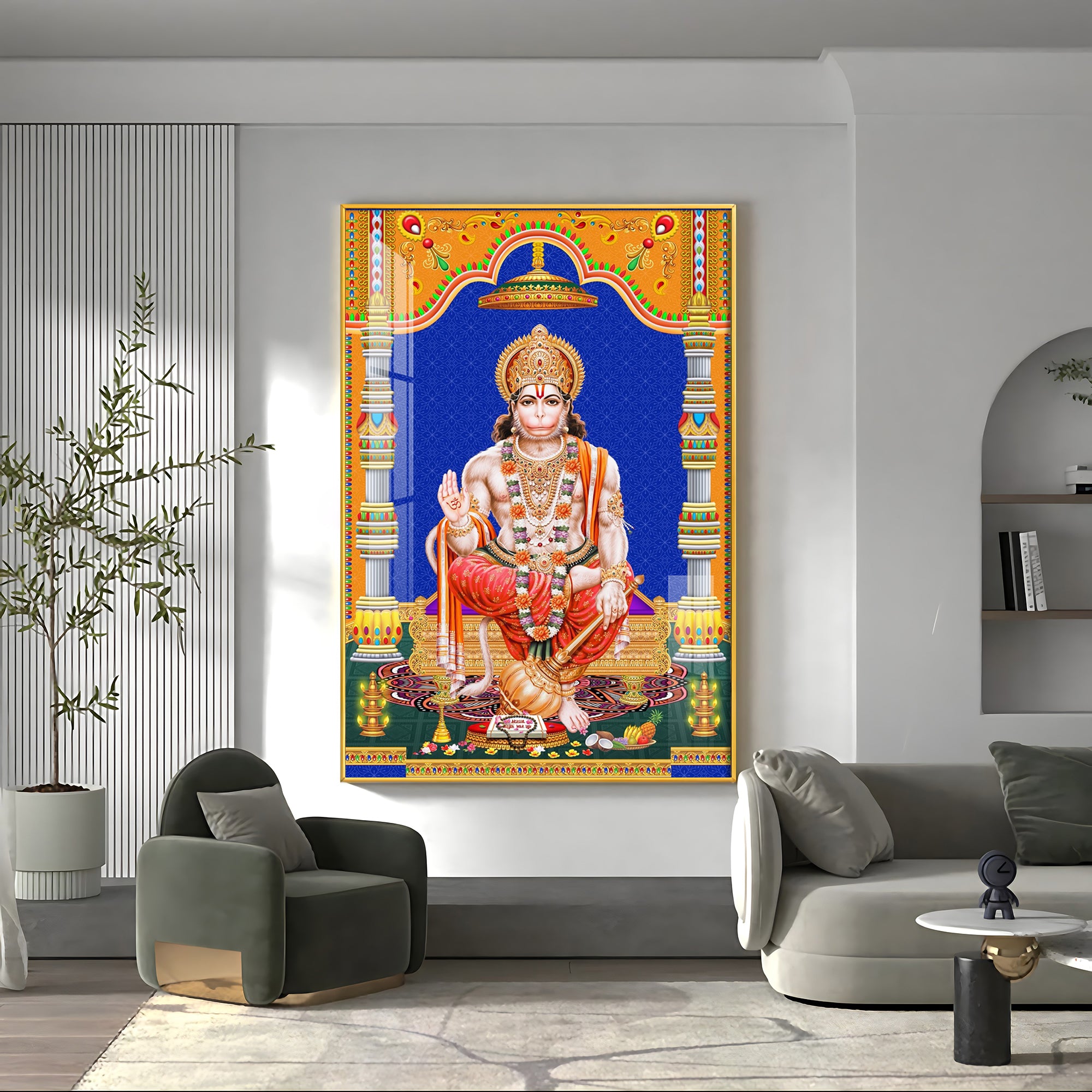 Divine Lord Hanuman Premium Acrylic Vertical Wall Art