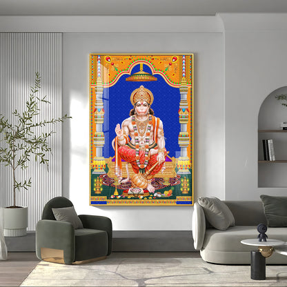 Divine Lord Hanuman Premium Acrylic Vertical Wall Art