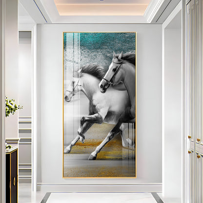 Arabian White Horse Premium Acrylic Vertical Wall Art