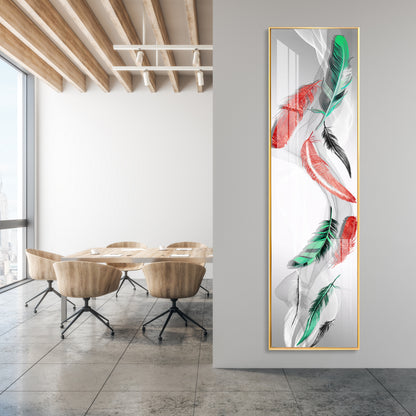 Colorful Feather Premium Acrylic Vertical Wall Art