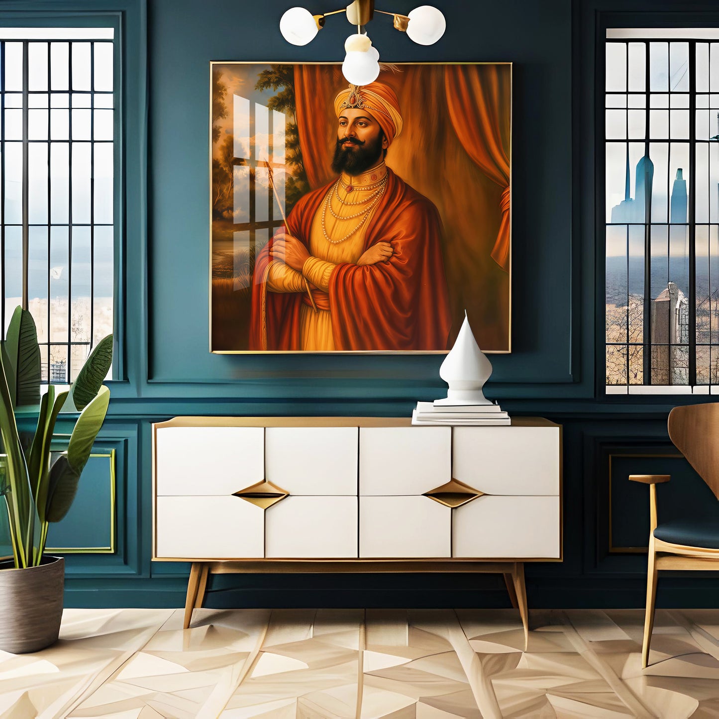 Divine Guru Gobind Singh Ji Premium Acrylic Square Wall Art