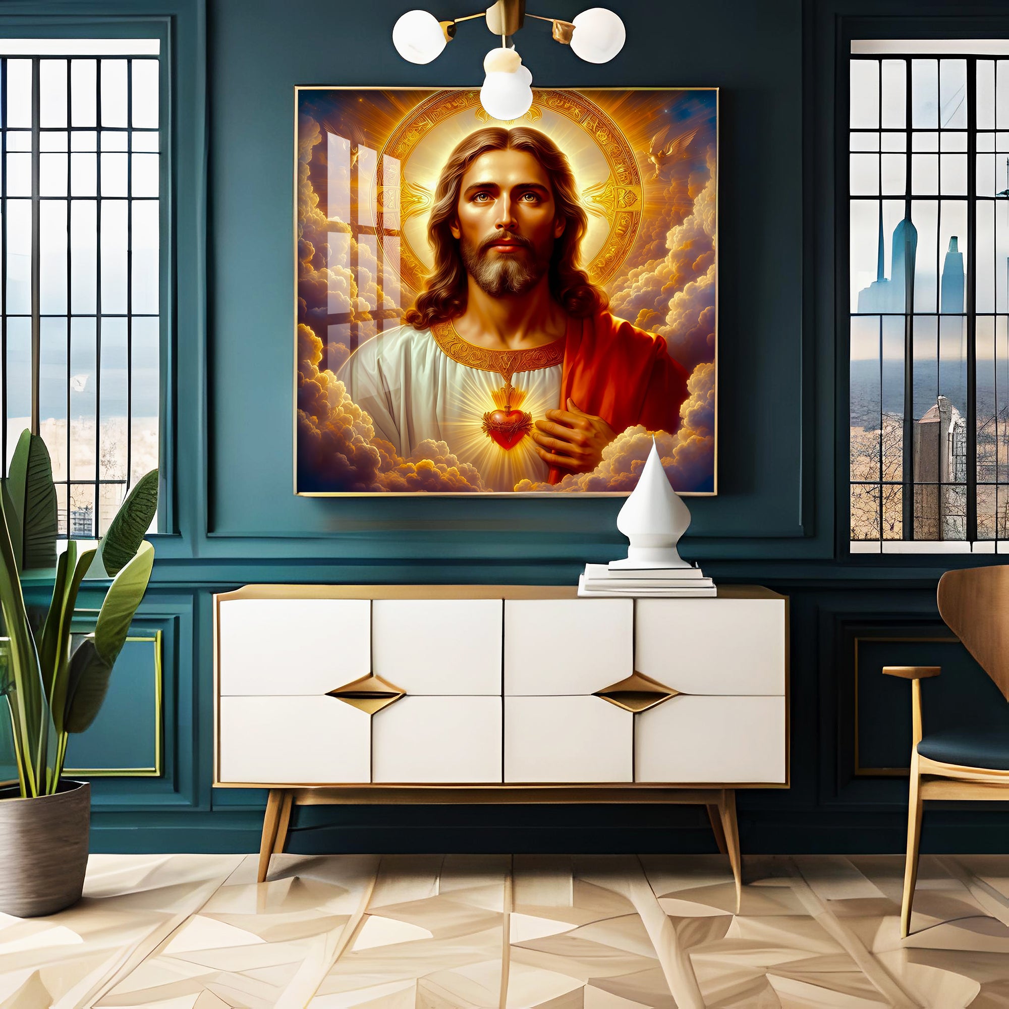 Holy Jesus Premium Acrylic Square Wall Art