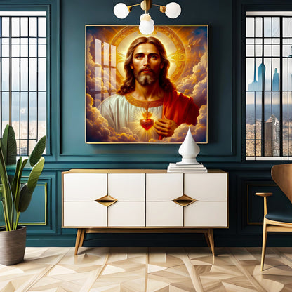Holy Jesus Premium Acrylic Square Wall Art