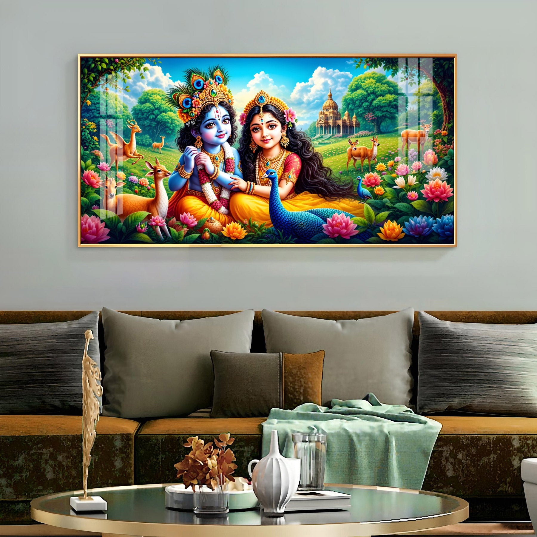 Natkhat Gopala & Radha Premium Acrylic Horizontal Wall Art