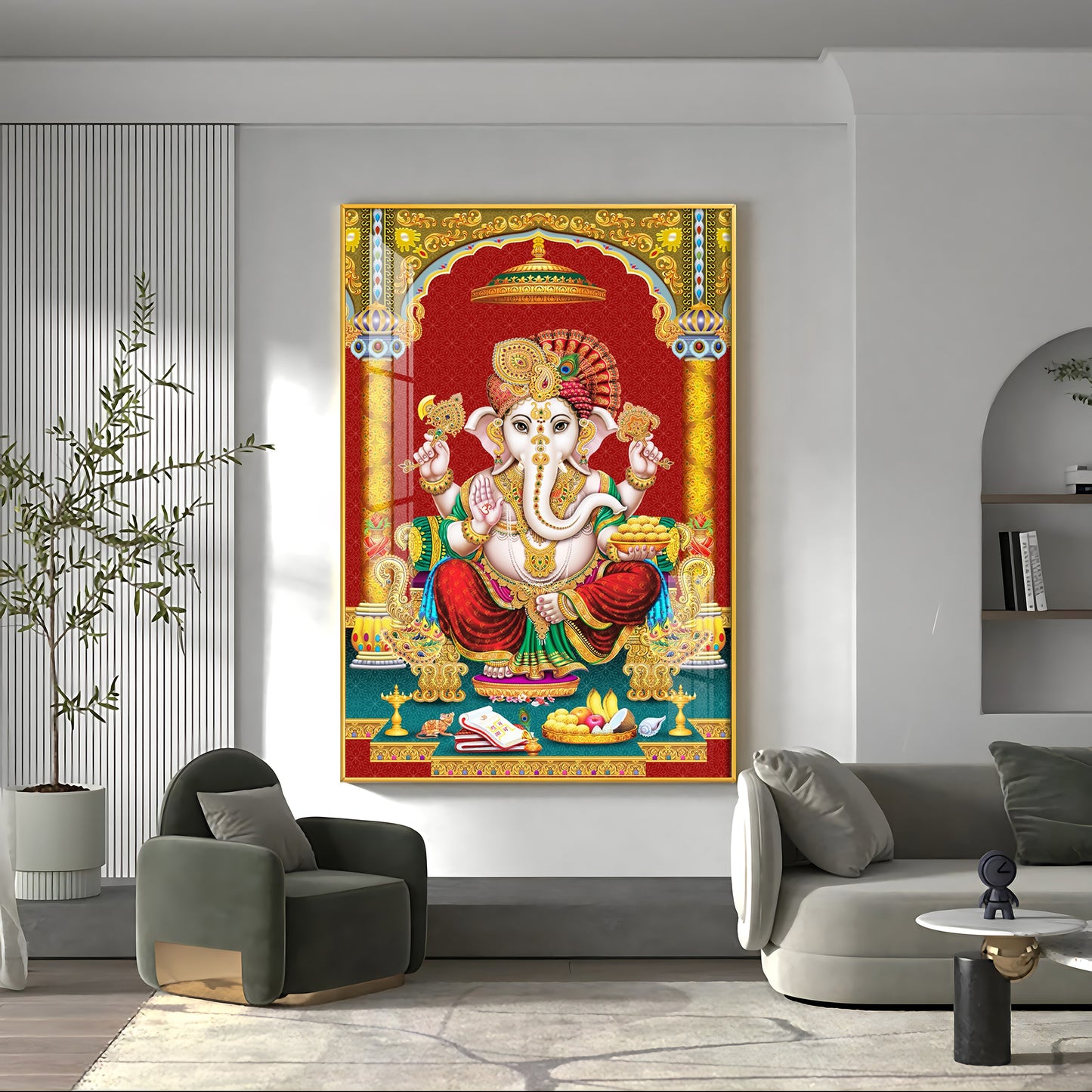 Majestic Lord Ganesha Premium Acrylic Vertical Wall Art