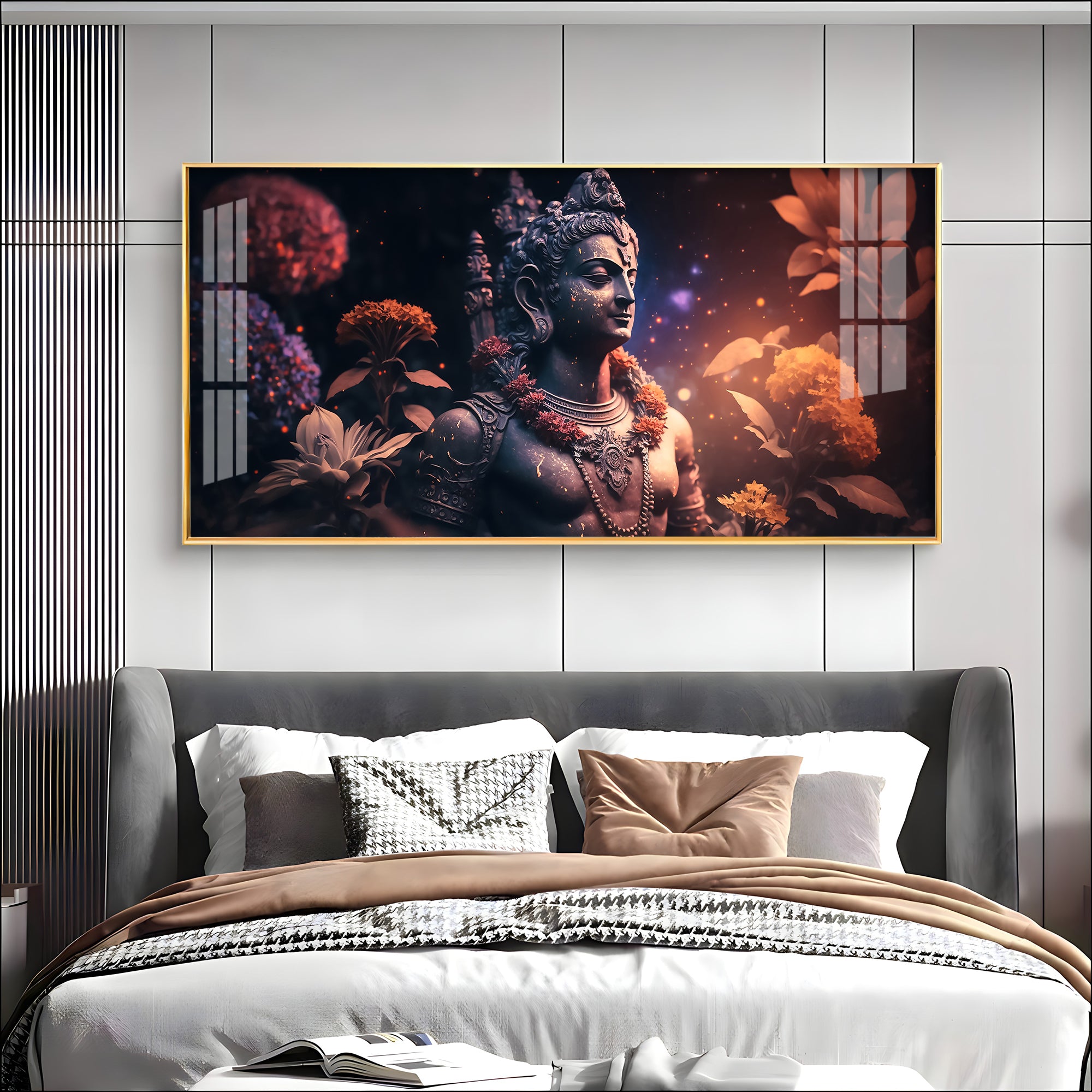 Lord Shiva With Rosary Premium Acrylic Horizontal Wall Art