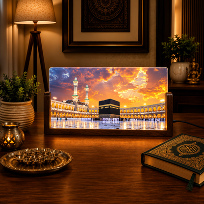 Mecca Sunset Acrylic LED Table Lamp - Wooden Stand