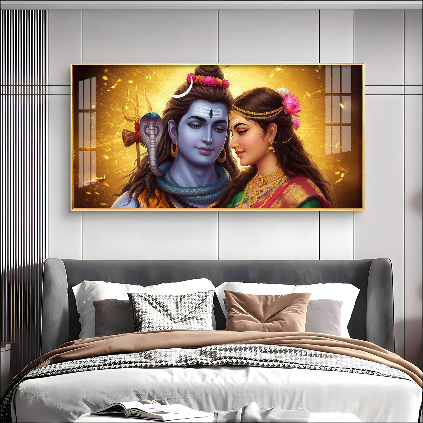 Divine Shiv Paravati Premium Acrylic Horizontal Wall Art
