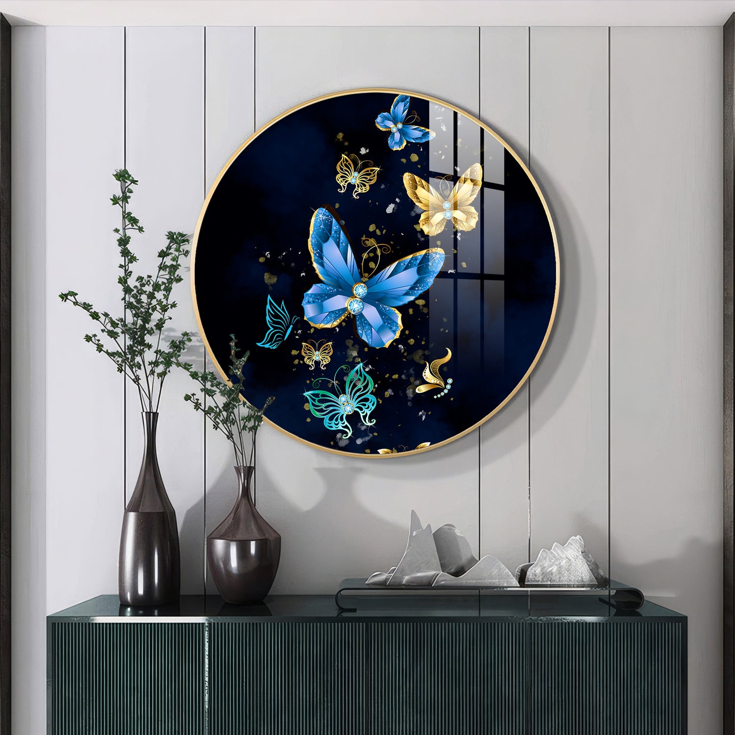 Butterfly Haven Premium Acrylic Round Wall Art