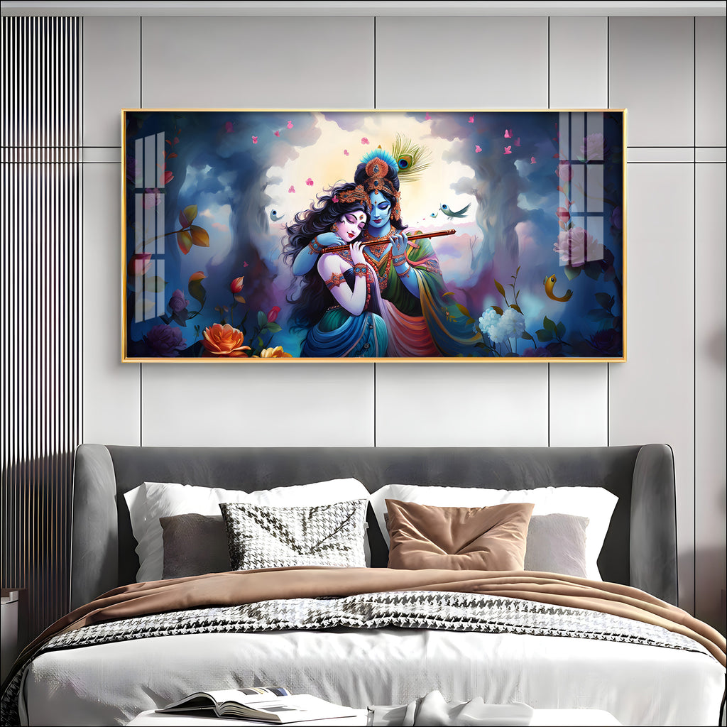 Astounding Love Of Radha Krishna Premium Acrylic Horizontal Wall Art