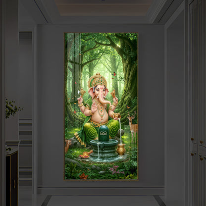 Jai Shri Ganesh Modern Luxury Backlight Vertical Wall Art