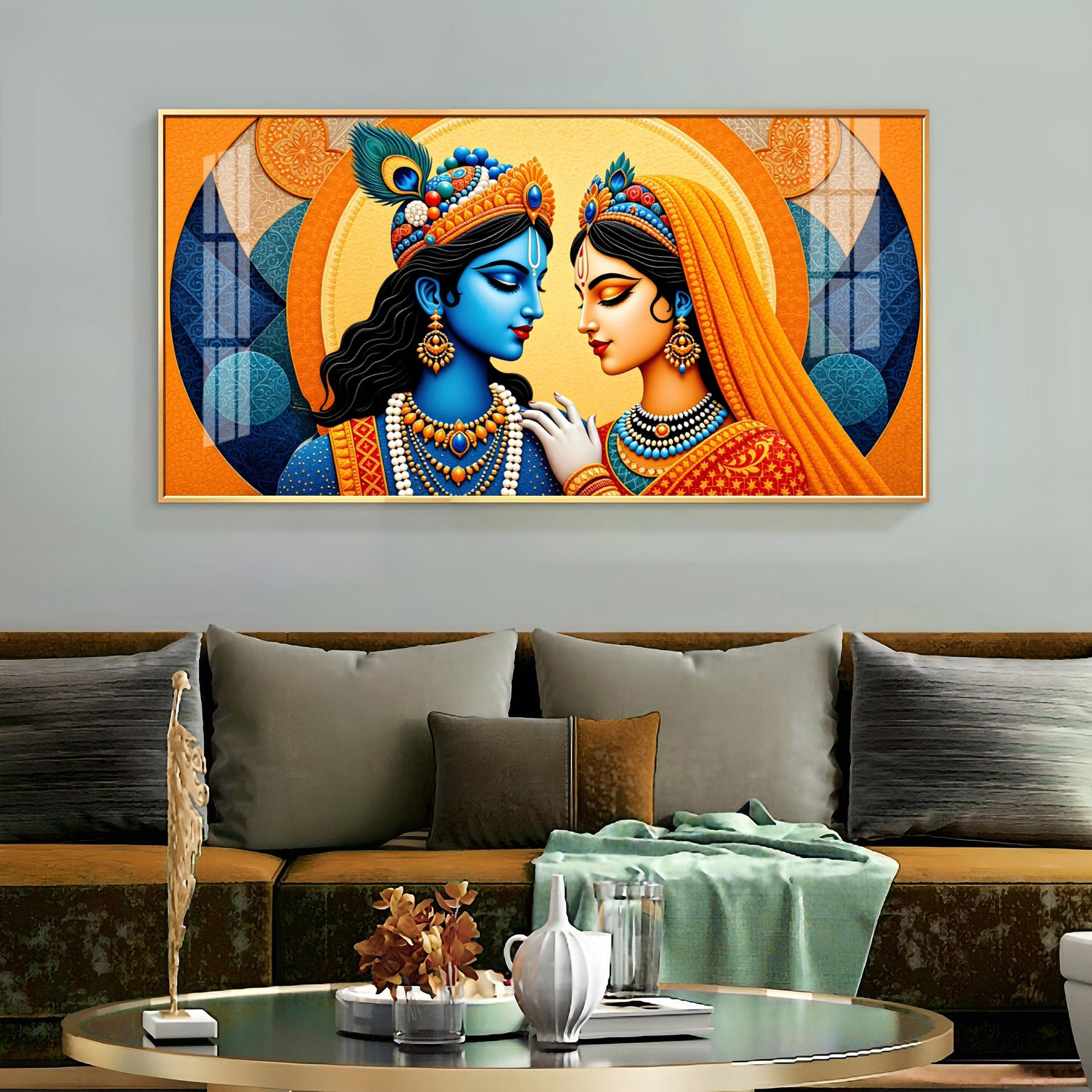 Abstract Radha Krishna Art Premium Acrylic Horizontal Wall Art