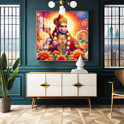 Jai Hanuman Premium Acrylic Square Wall Art