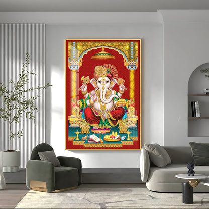 Majestic Lord Ganesha Premium Acrylic Vertical Wall Art