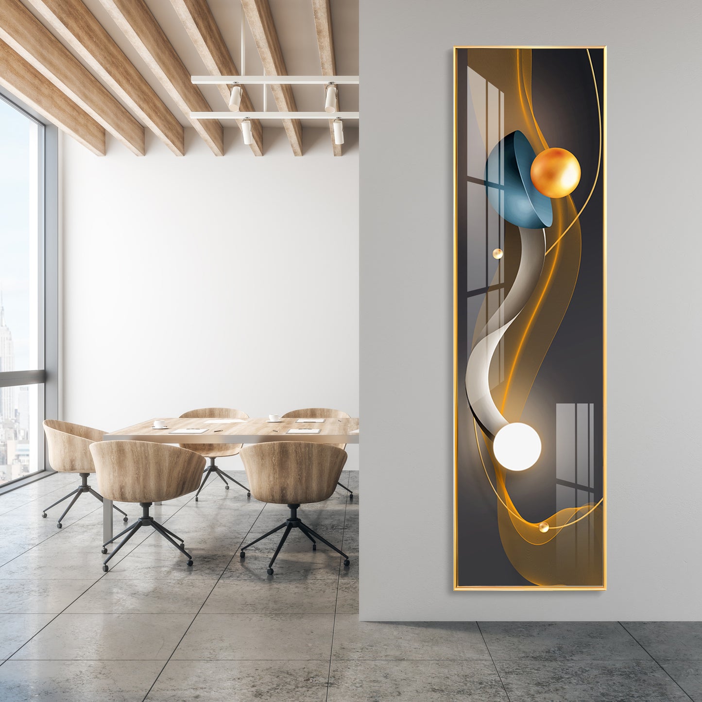 Blue Ember Radiance Premium Acrylic Vertical Wall Art