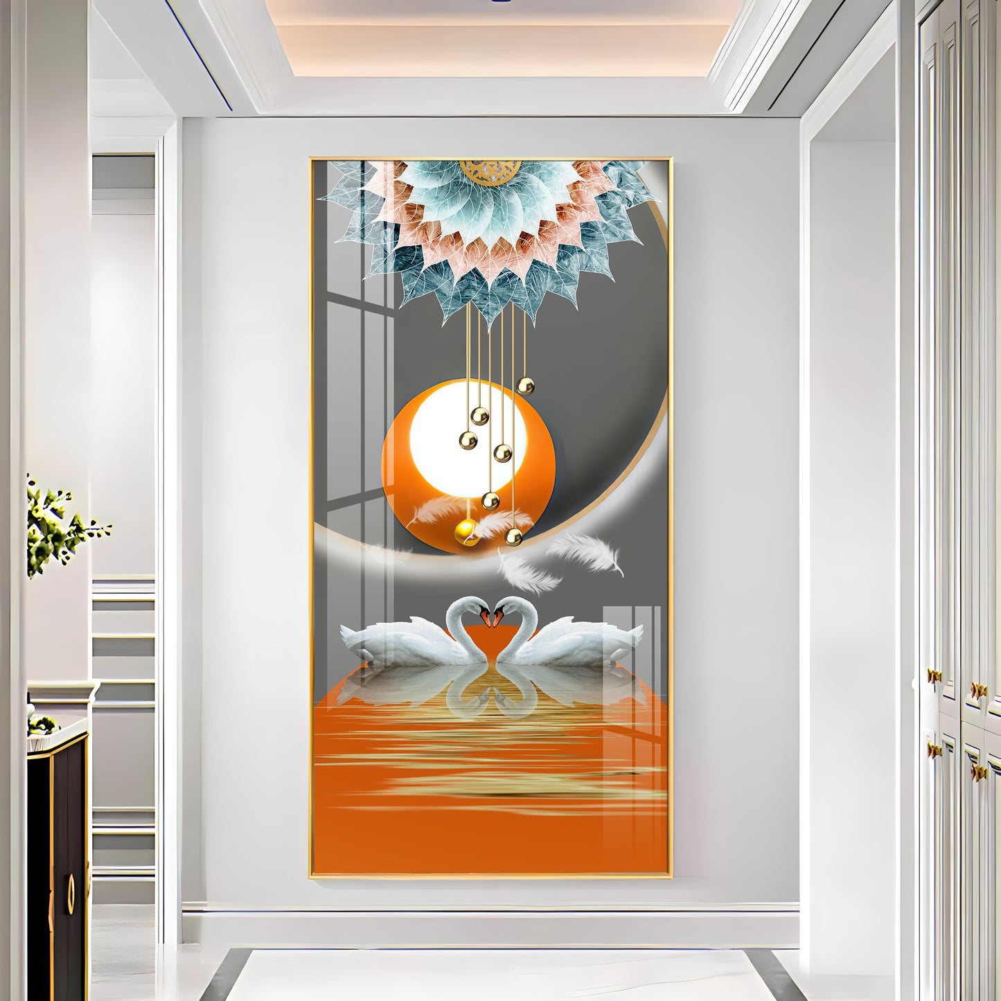 Loving Swans Premium Acrylic Vertical Wall Art