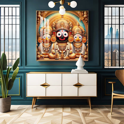 Celestial Harmony of Lord Jagannath Premium Acrylic Square Wall Art