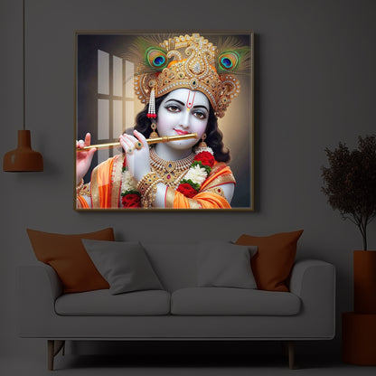 Divine Shree Krishna Modern Luxury Backlight Square Wall Art