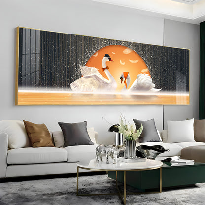 Sun Kissed Swans Premium Acrylic Horizontal Wall Art