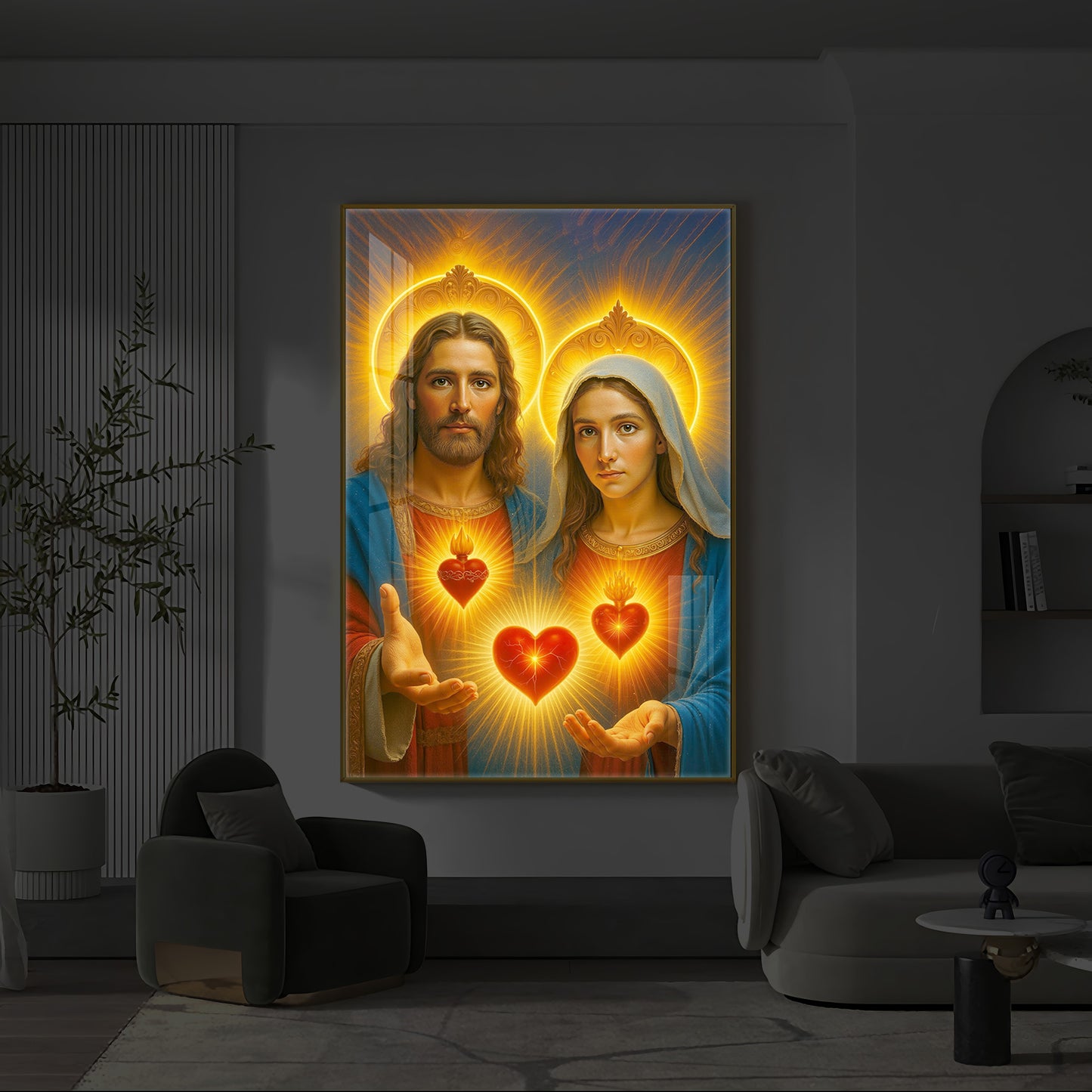 God Prayer Modern Luxury Backlight Vertical Wall Art