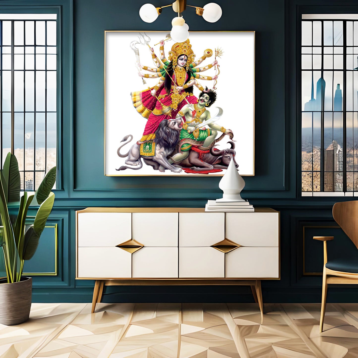 Mahishasuramardini Grace Premium Acrylic Square Wall Art