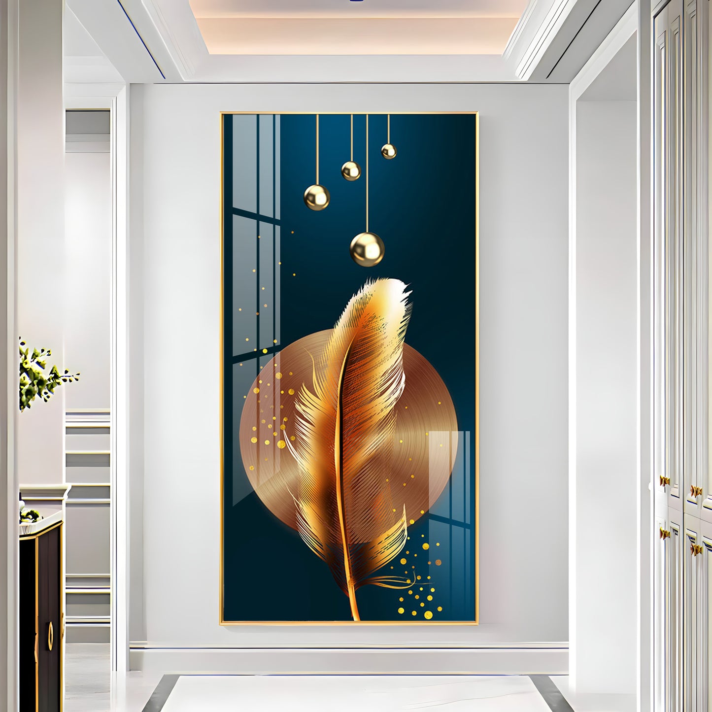 Golden Feather Luxury Crystal Wall Art