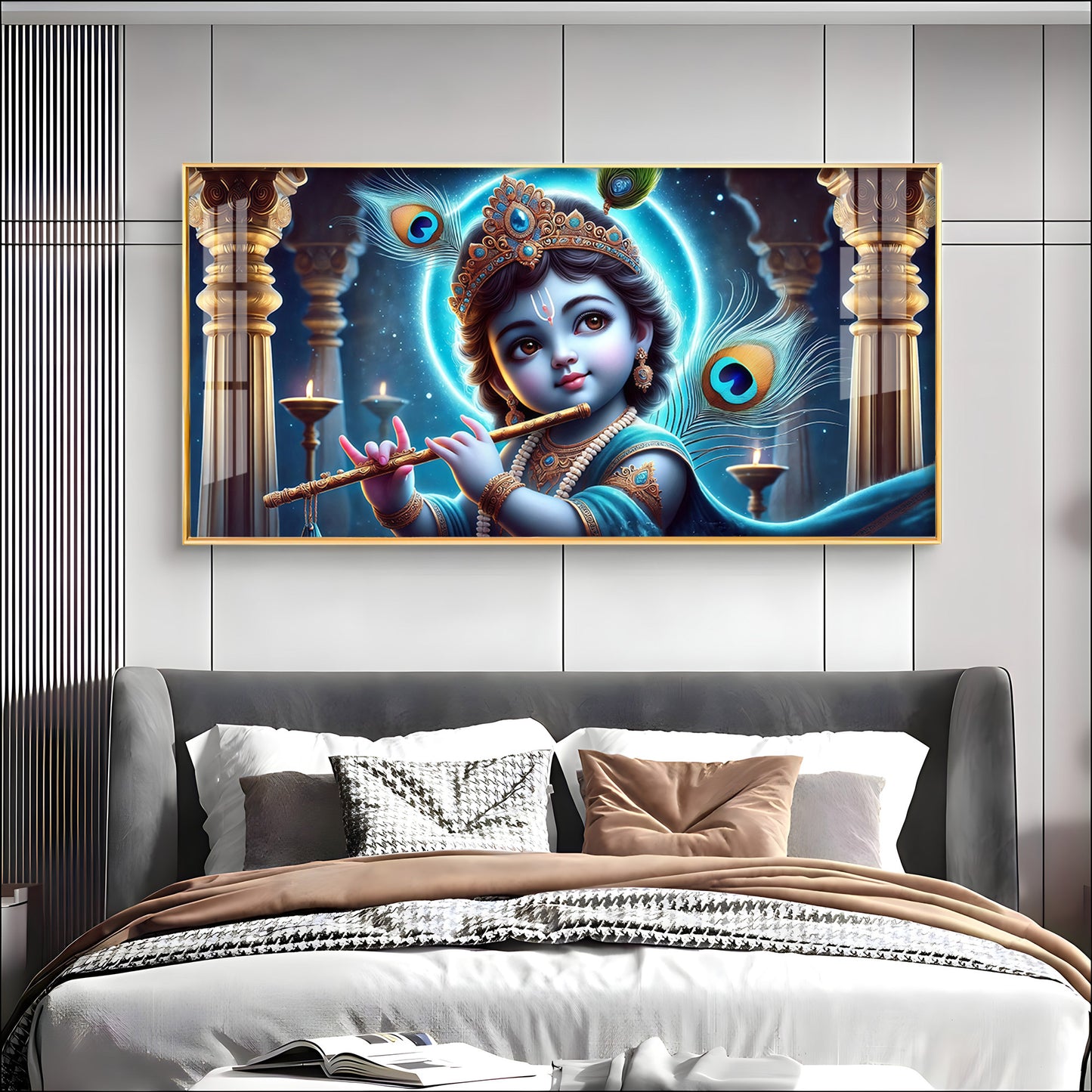 Little Krishna Blessing Premium Acrylic Horizontal Wall Art