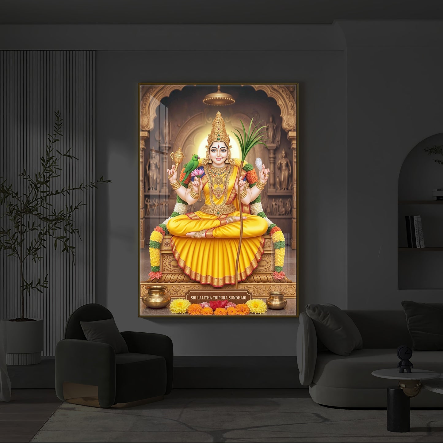 Sri Vidhya Sadhana Modern Luxury Backlight Vertical Wall Art