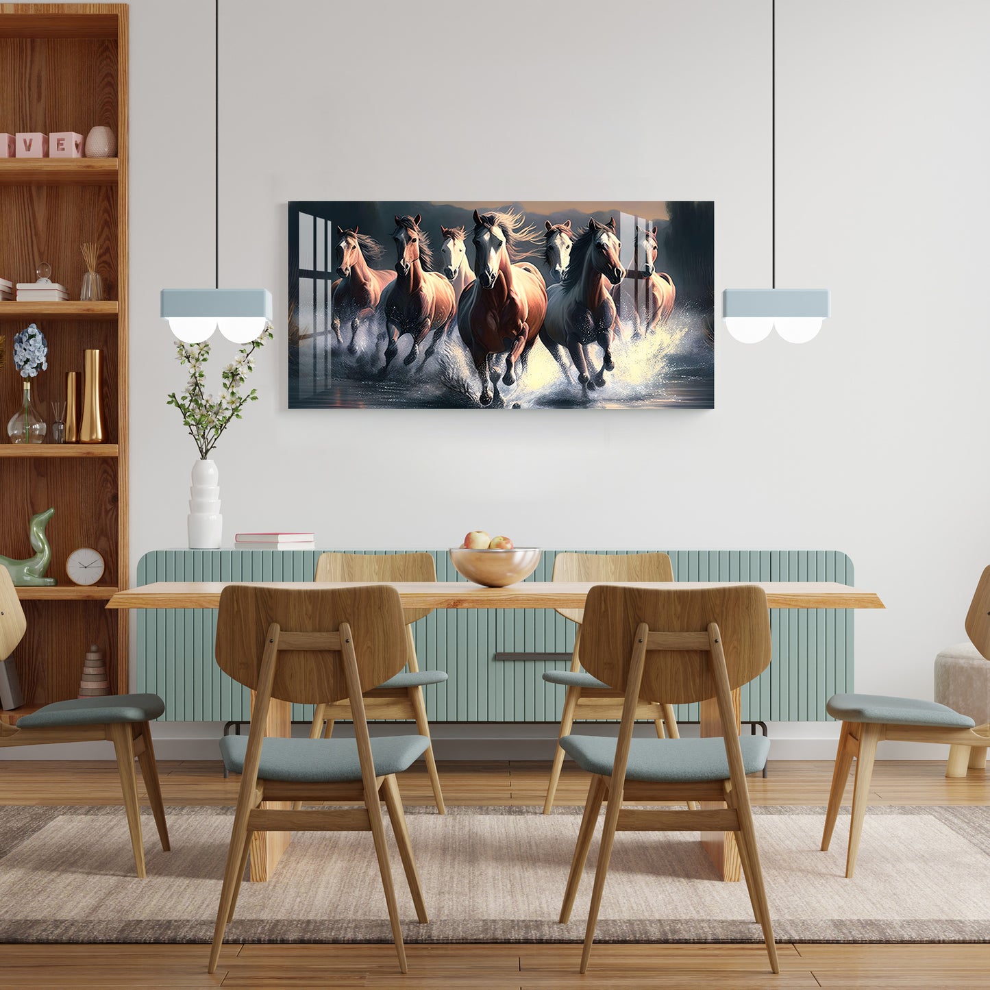 Horses Crossing River Acrylic Wall Art