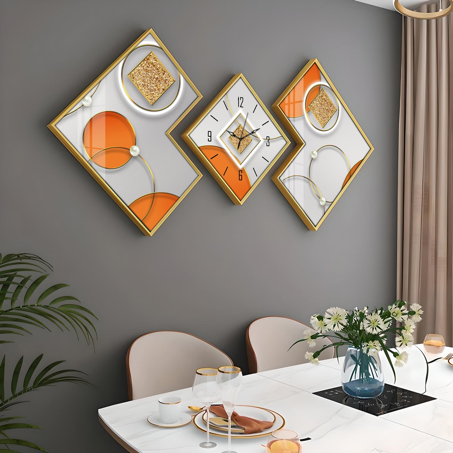 Orange & Golden Premium Acrylic Wall Clock