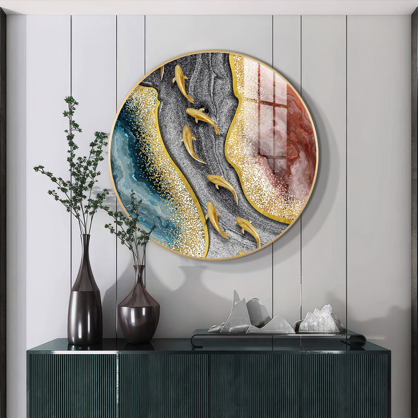 Oceanic Embrace Premium Acrylic Round Wall Art