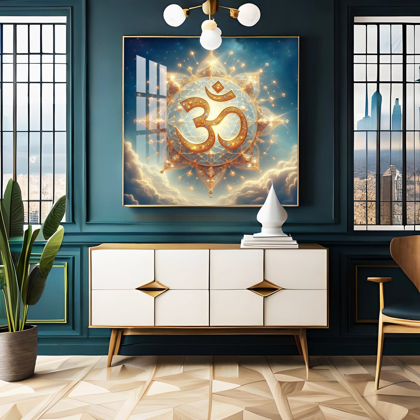 Divine Ohm Symbol Premium Acrylic Square Wall Art